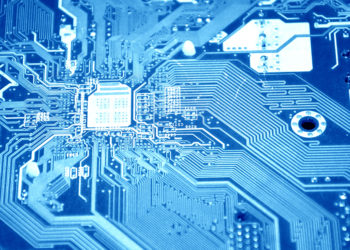 Computer motheboard in blue