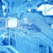 Computer motheboard in blue