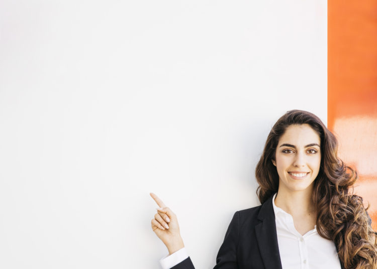 Woman with the whiteboard