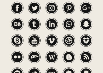 logos of most important social networks in black