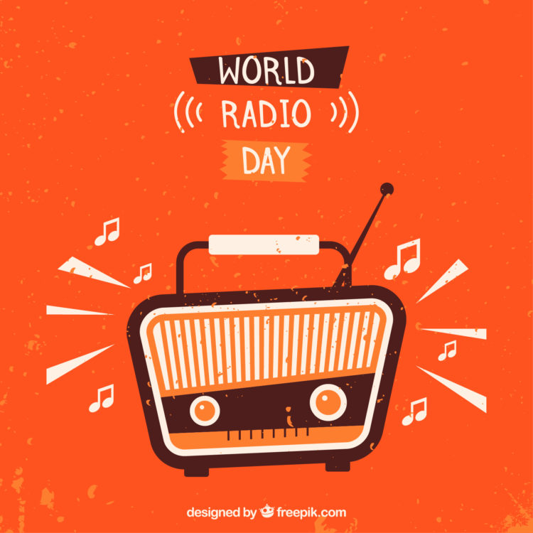 radio graphic on orange background