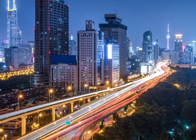 Urban Traffic Road With Cityscape In Modern City Of China.
