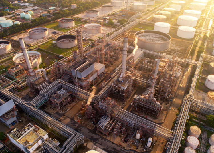 Aerial view of Oil and gas industry