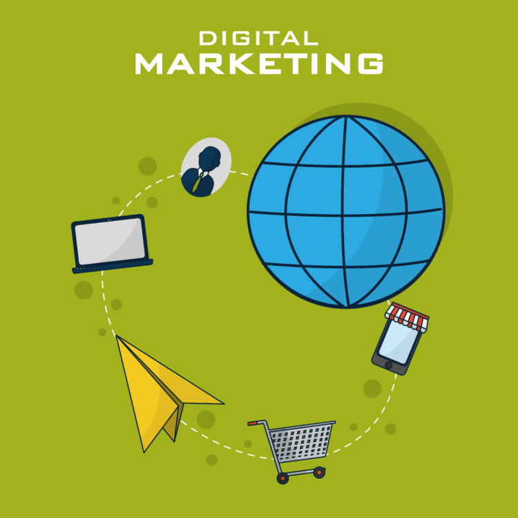 Digital marketing and shopping vector illustration graphic design