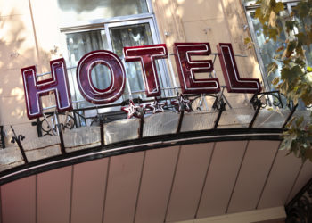 Old Hotel Entrance Sign In Paris.