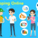 People shopping online with social technology. Easy E-commerce to supermarket service. Modern couple and social.