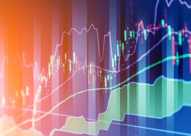 financial stock market graph chart of stock market investment trading screen