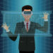 Man With VR Goggles Touch Diagram Digital