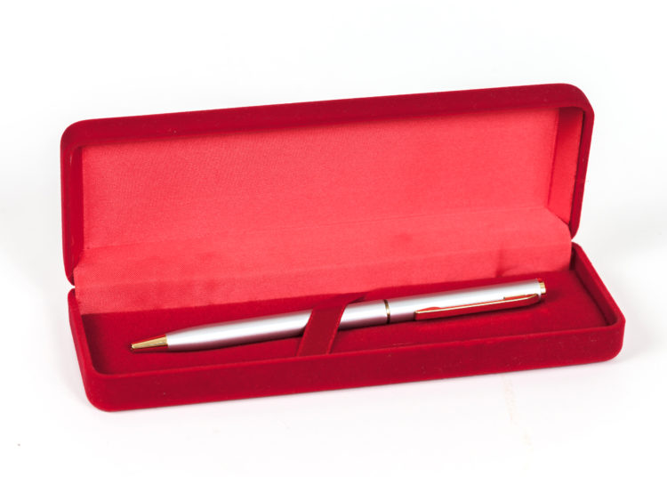 Elegant pen in red box cover for businessman