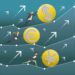 Business concept Businessmen are pushing for the money in the world that are volatile.