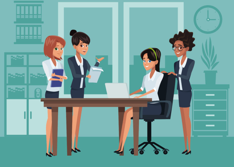 Business coworkers meeting at office cartoons vector illustration graphic design