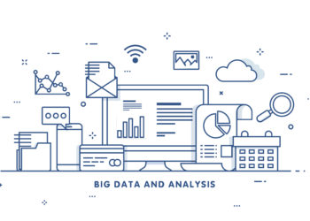 Big data, machine alogorithms, analytics concept saftey and security concept. Fin-tech (financial technology) background. Flat illustration style.