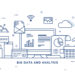 Big data, machine alogorithms, analytics concept saftey and security concept. Fin-tech (financial technology) background. Flat illustration style.