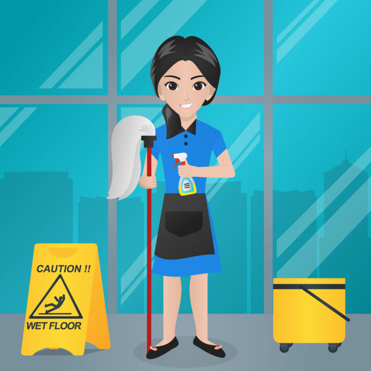 Cleaning service flat illustration. Poster template for house cleaning services with various cleaning tools.