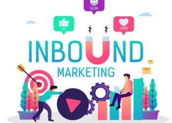 Vector illustration of Inbound marketing with magnet, Online pro