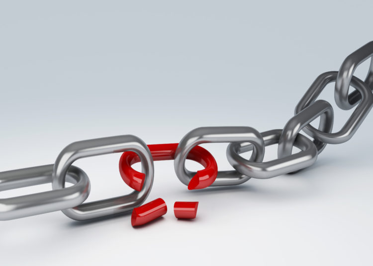 image of silver break chain 3d illustration