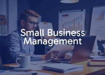 A busy small business owner multitasking at a desk with a laptop, paperwork, and a coffee mug, surrounded by office supplies and a whiteboard with growth charts, warm lighting, realistic.