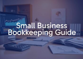 A modern office desk with a computer displaying financial charts, a calculator, and neatly organized financial documents, warm professional lighting, realistic.