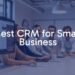 A small business workspace with a modern CRM dashboard on a computer screen, organized customer data, and a happy team collaborating, professional and clean.