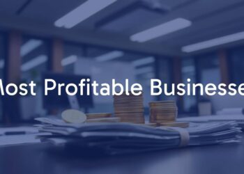 A modern business office with a stack of gold coins and dollar bills on a desk, symbolizing profitability, bright and professional lighting, realistic style.