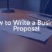 Professional business proposal document on a wooden desk, laptop and pen nearby, warm office lighting, clean and modern style.