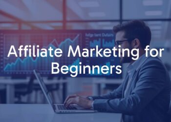 Digital marketing scene with a person working on a laptop, affiliate marketing charts and graphs in the background, bright and modern office setting, professional and motivational vibe, realistic.