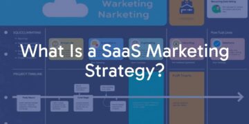 A digital marketing strategy board with SaaS elements, including cloud icons, subscription models, and a roadmap, modern and professional.