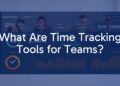 A modern digital time tracking dashboard, showing graphs and timers, with a diverse remote team working on laptops, professional and clean design.
