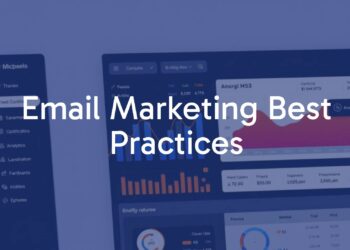 Modern email marketing strategy, digital interface showing email analytics, professional and clean design, sleek and business-oriented, vibrant colors.