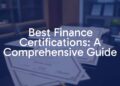 Professional finance certifications, CFA, CPA, CFP, and FMVA certificates laid out on a desk, financial documents in the background, modern office setting, professional and elegant.