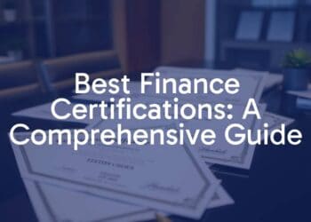 Professional finance certifications, CFA, CPA, CFP, and FMVA certificates laid out on a desk, financial documents in the background, modern office setting, professional and elegant.