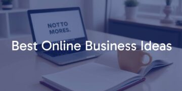 A modern home office setup with laptop, notebook, and coffee, symbolizing online business. Bright and motivational atmosphere, clean and professional style.